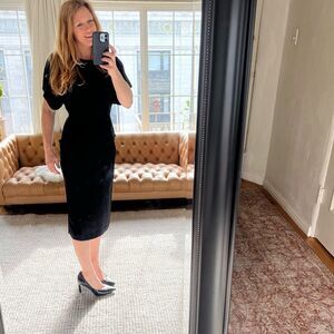 & Other Stories Black Kimono Sleeve Midi Dress with Pockets Size 4